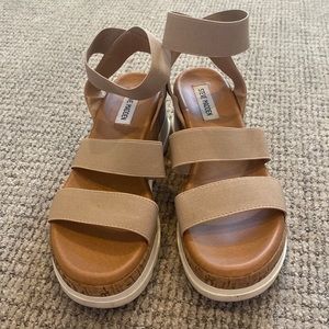 Steve Madden Bandi Elastic Cork Platform Wedge Sandals